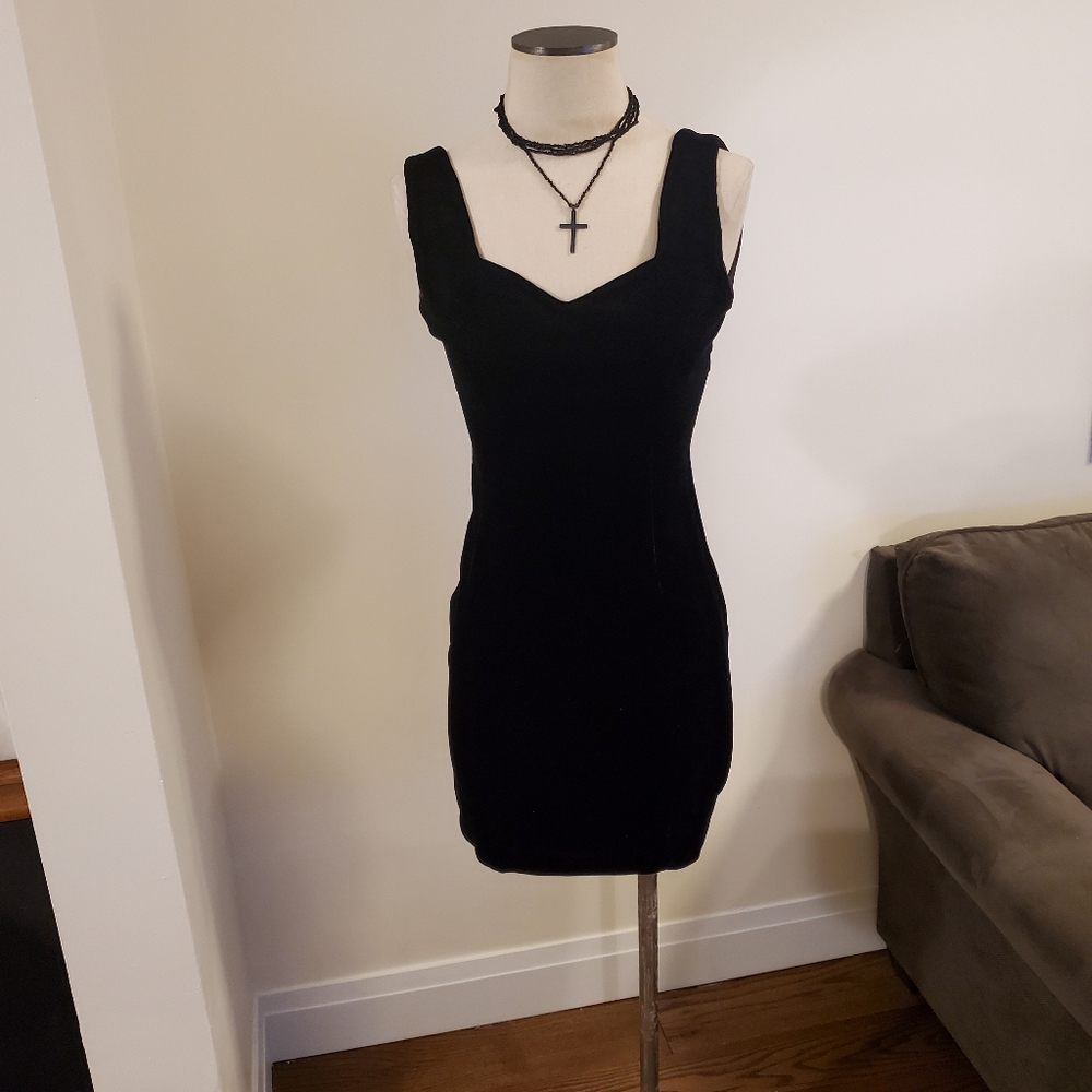 🖤SOLD🖤 Vintage sexy goth velvet 90s bustier mini dress le chateau y2k - Picture 2 of 15